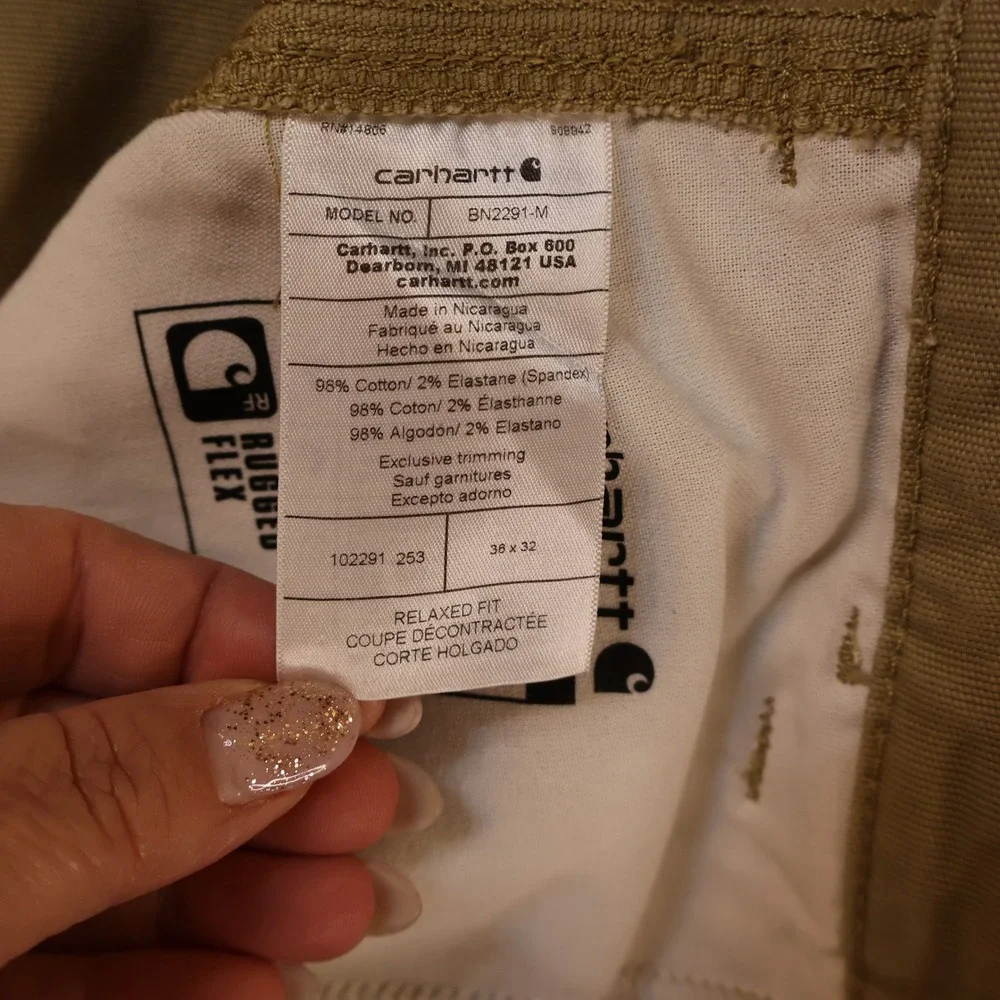 Carhartt Mens 36x32 Rugged Flex Relaxed Fit Canvas Work Pant Tan BN2291-M